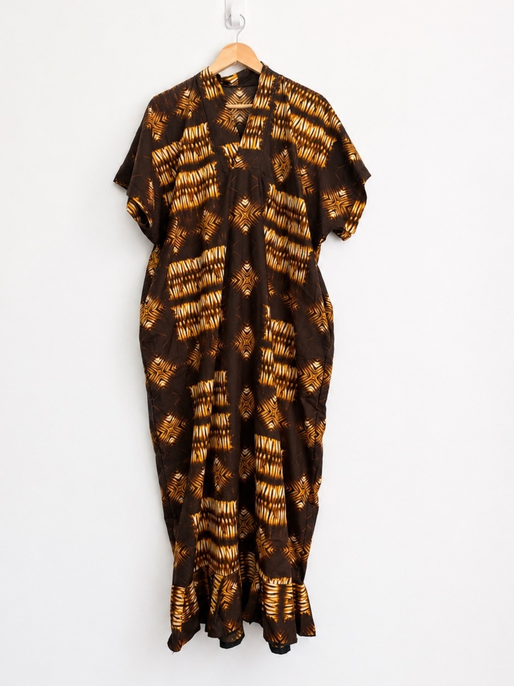 Super Wax African Wax Print Cocoon Maxi Dress Pockets - Size 2X